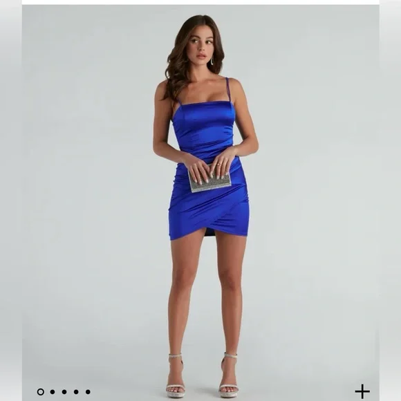 Windsor | Dresses | Royal Blue Windsor Satin Mini Dress | Poshmark